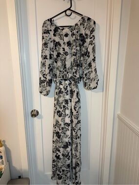 Floral Black and White Maxi Dress